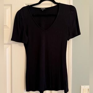 Express Black Short Sleeve V-Neck Top
